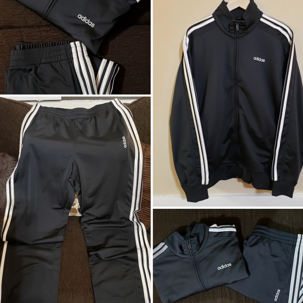 adidas Black Tracksuit with reflective Stripes RARE